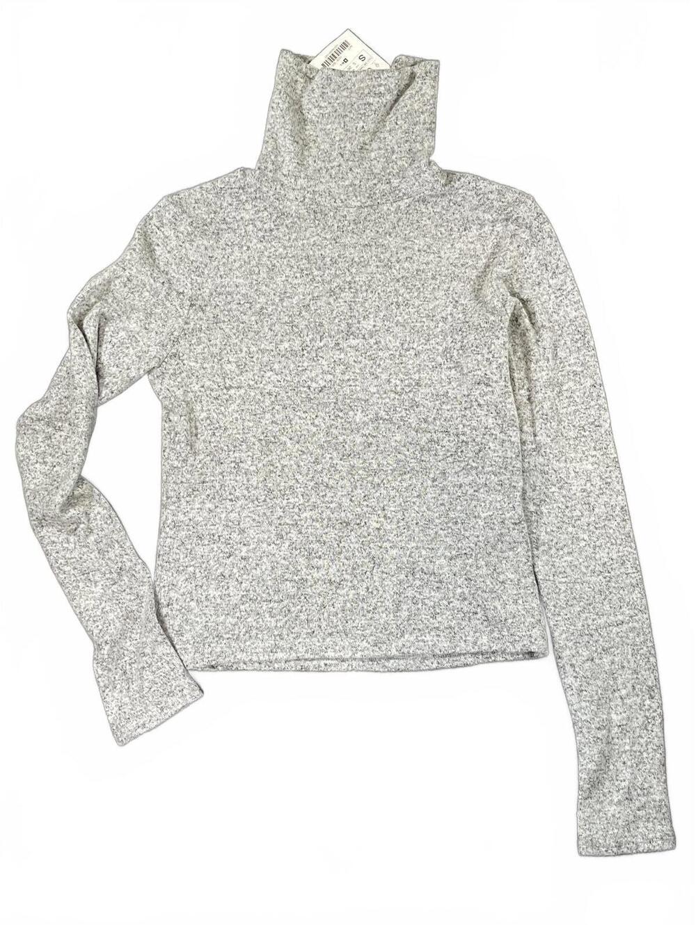NWT Zara Mock Neck Long Sleeve Casual Sweater Top Heather Grey - Size Small
